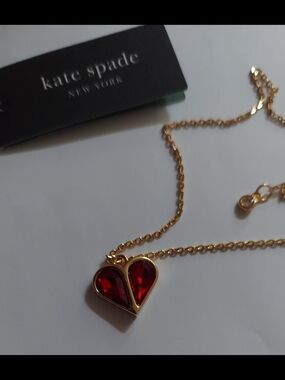 kate spade Gold-Tone Necklace with Red Heart Pendant